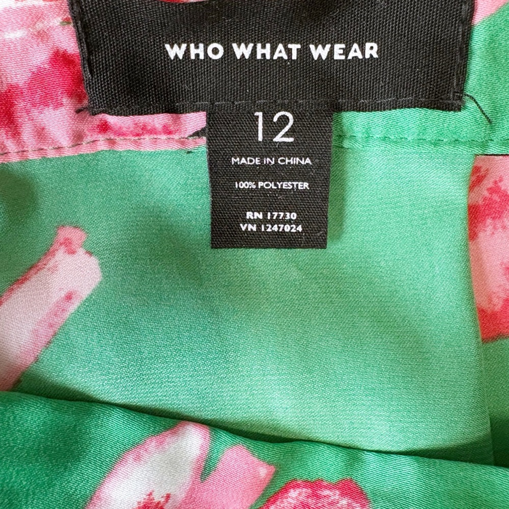 Who What Wear Green and Pink Floral Midi Skirt Womens Size 12 - Picture 5 of 7